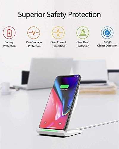 NANAMI Qi-Certified Fast Wireless Charging Stand with QC3.0 Adapter – 7.5 W for i Phone 16 Series & 10 W for Samsung Galaxy S24/S23/S22 – Ultimate Ergonomic Charging Station for Optimal Device Efficiency – Sleek Space-Saving Design for Home and Office Environments – Enhanced Safety Features for Reliable Use