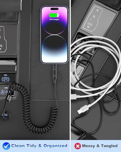 Coiled 4-in-1 USB C to C & Lightning Charging Cable Set – 3 FT Fast Charging Cord for i Phone 15/16, Samsung Devices, Compatible with Apple Car Play & Android Auto – Tangle-Free Design for Ultimate Convenience and Reliability