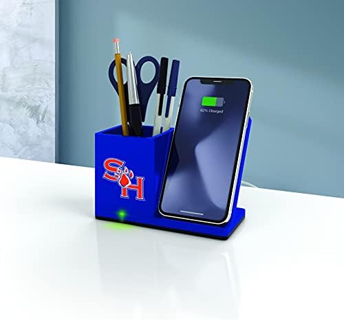 NCAA Unisex Fast Wireless Charging Stand & Desk Organizer – Stylish Multi-Device Charger for Sports Enthusiasts, Efficient Workspace Solution with Built-in Accessory Compartments