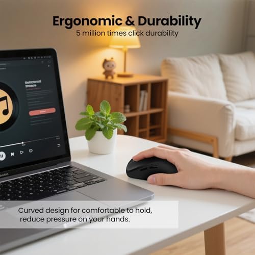 Ultimate Wireless Bluetooth Mouse with USB Connectivity – Full-Sized, Silent Operation, 4-Way Scrolling & Adjustable Cursor Speed for Seamless Multi-Device Use Including Computers, Laptops, Tablets, and Mac Books – Long Battery Life with Side Buttons for Enhanced Productivity