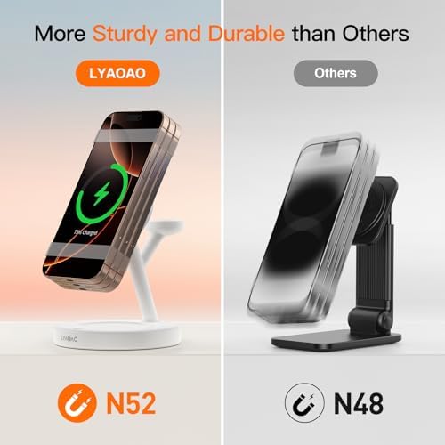 2025 US Edition 3-in-1 Wireless Charging Station for Apple: High-Speed 15 W Mag-Safe Charger Dock for i Phone 16/15/14/13/12, Air Pods, and Apple Watch – Superior Compatibility and Fast Charging Solution