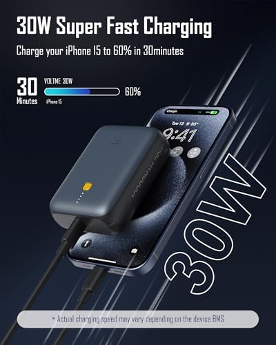 VOLTME Hypercore 10 K Portable Power Bank – 10,000 m Ah High-Speed 30 W PD Charger with Dual USB-C Ports, LED Battery Indicator, Ultra-Compact Design for i Phone 16/15, Galaxy, Mac Book, and More – Ultimate Device Compatibility and Fast Charging Solution
