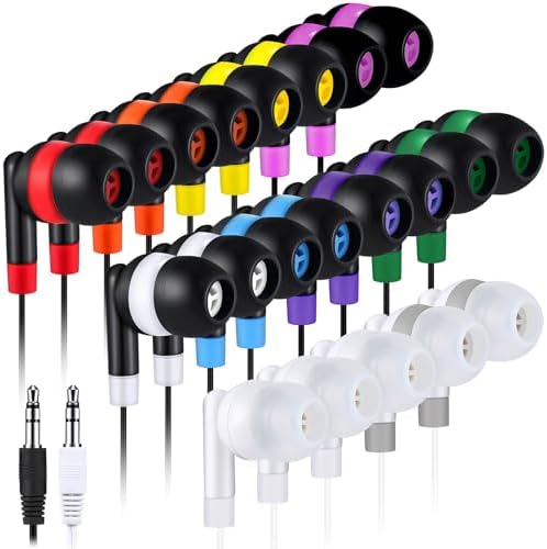 Kanayu 100-Pack Classroom Wired Earbuds – High-Quality Red Headphones with 3.5 mm Jack for Enhanced Learning Experiences, Individually Packaged for Hygiene and Easy Distribution, Ideal for Focused Listening in Libraries and Classrooms, Distraction-Free Design Without Microphone