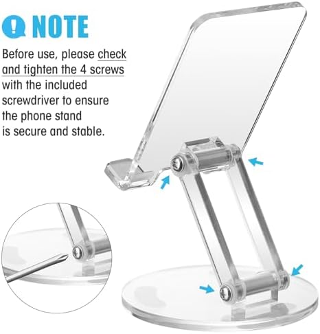 Tomorotec Adjustable Angle Acrylic Cell Phone Stand for Desk, Foldable Acrylic Phone Holder Cute for Office, Portable Non-Slip Desktop Smartphone Holder, Fit for iPhone Samsung Galaxy (Iridescent) – Enhanced Compatibility and Speed
