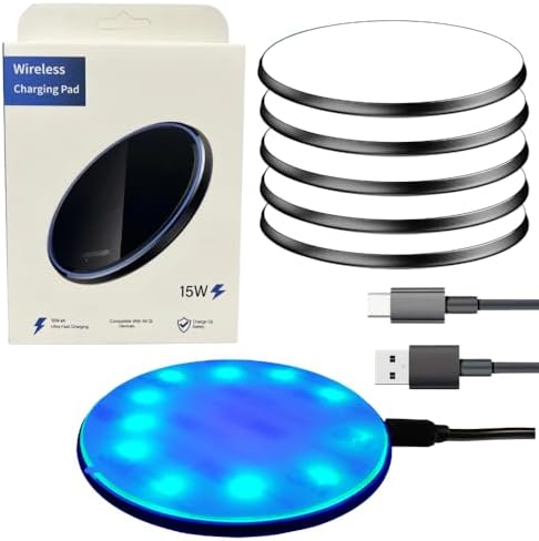 INNOSUB USA 5-Pack Sublimation Wireless Charger Set – 10 W Fast Qi Charging Pad for i Phone & Samsung Devices – Sleek Silver Design for Home & Office – Ideal Personalized Gift for Tech Enthusiasts