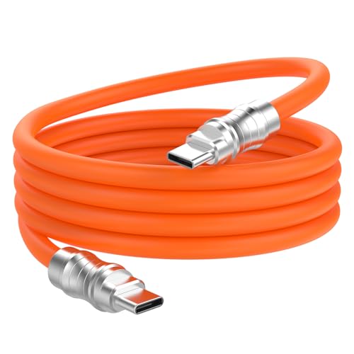 USB C to USB C Silicone Cable 2Pack 10FT, Ultra Flexible & Soft USB Type C 100W Fast Charging Cable, Geek Industrial PD Data Transfer Cable for Phones,Tablet,Laptops(Yellow) – Enhanced Compatibility and Speed