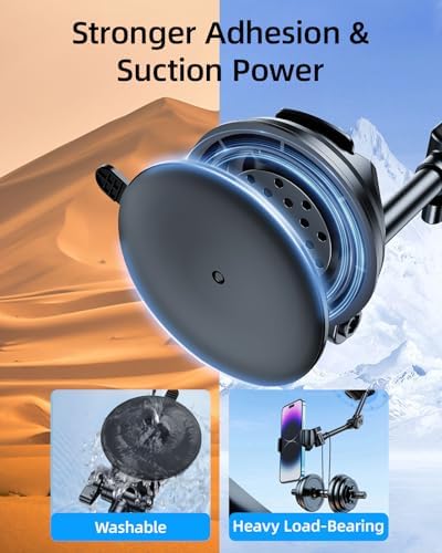 Seamless Vlogging & Filming Car Phone Holder for Windshield | Multi-Angle Adjustable Mount for 4.7″-6.9″ Devices | Compatible with i Phone 16/15/14 & Samsung S25 Ultra | Secure No-Swivel Design for Safe, High-Quality Recording | Easy Installation & Compact Storage