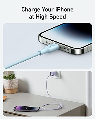 Anker 6 FT USB C to Lightning Cable – MFi Certified, Eco-Friendly Bio-Based Charging Cord for i Phone 14 and More – Stylish Purple Design for Enhanced Durability and Fast Data Transfer – Perfect for Home and Office Use