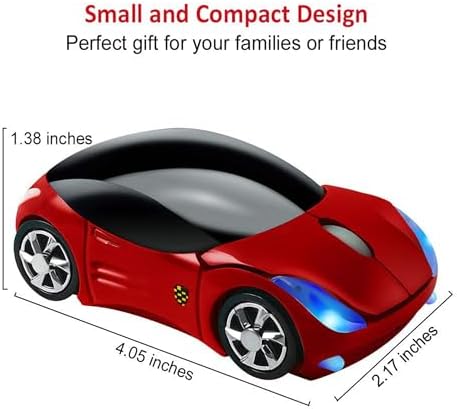 Sporty Pink Wireless Car-Shaped Optical Mouse – Portable 1600 DPI Mini Wireless Mice with USB Receiver for Laptop & Desktop – Ergonomic Design for Travel & Home Use – Unique Gift Idea for Tech Lovers