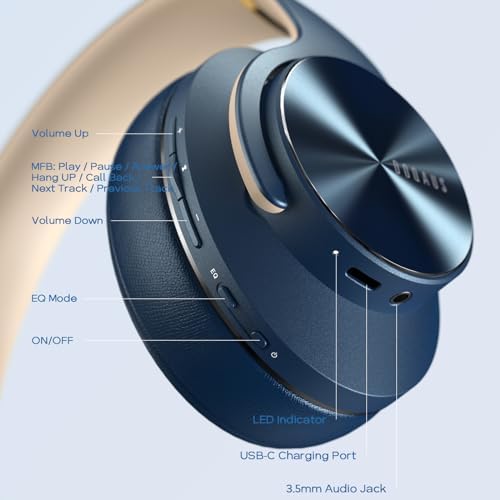 Transform Your Listening Journey with DOQAUS Over-Ear Bluetooth Headphones: 90-Hour Playtime, Tailored EQ Settings, and Superior Noise Cancellation for Unmatched Comfort and Audio Clarity in Music and Calls