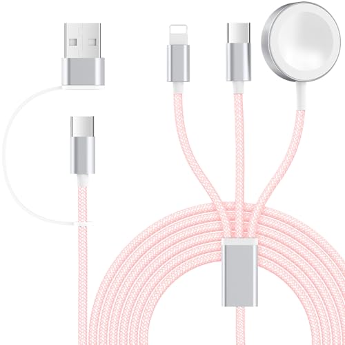 Ultimate 3-in-2 USB C Fast Charging Cable for Apple Watch & i Phone | 4 FT Multi-Device Charger for Apple Watch Ultra/Series 10-3 & i Phone 16-12, Galaxy S25 | Streamlined Power Delivery & Clutter-Free Solution for Busy Lifestyles