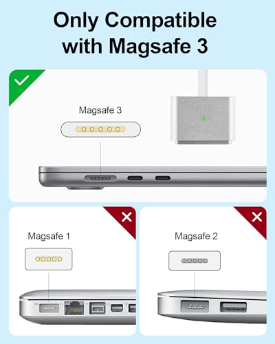 Experience Unmatched Power with the 140 W USB-C to Magnetic 3 Charger Cable for Mac Book Air/Pro – 9.8 ft Durability & Enhanced Compatibility for Seamless Charging Performance – Ideal for M1, M2, M3 Models 14-16 Inches – Fast Charging Solution for On-the-Go Users