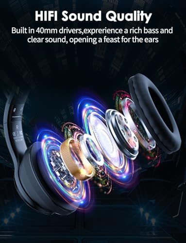 Whimsical Cat Ear Bluetooth Headphones for Kids & Adults – Immersive Hi-Fi Sound, 55-Hour Playtime, LED Light-Up Design, Built-In Microphone, and Universal Compatibility with i Phone, i Pad, Laptop & PC for Ultimate Fun and Comfort
