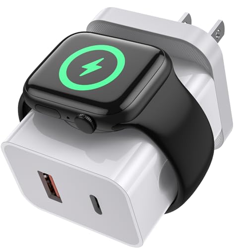 20 W PD 3-in-1 Fast Charger for Apple Watch, i Phone & Air Pods – Magnetic Wireless Charging Station with Dual USB Ports – Compact USB-C Wall Charger for Ultimate Portability and Enhanced Device Compatibility