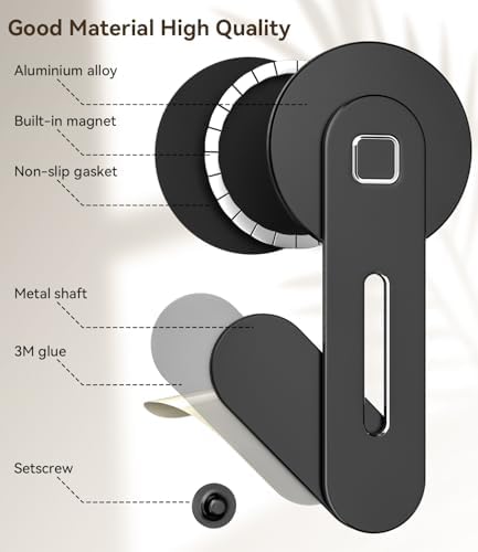 CloudValley Adjustable Laptop Stand, Magnetic Phone Holder, Aluminum Slim Computer Monitor Side Mount Clip for iPhone MagSafe Series & All Phones, Portable Foldable Computer Expansion, Matte Black – Enhanced Compatibility and Speed