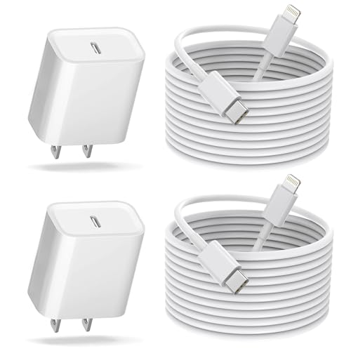 Ultra-Fast i Phone Charging Solution: MFi Certified 10 FT USB-C to Lightning Cables (2-Pack) with 20 W Power Delivery Charger for i Phone 14 Pro Max/Plus/13/12/11/XS/XR/X/SE – Enhanced Durability & Speed for On-the-Go Efficiency