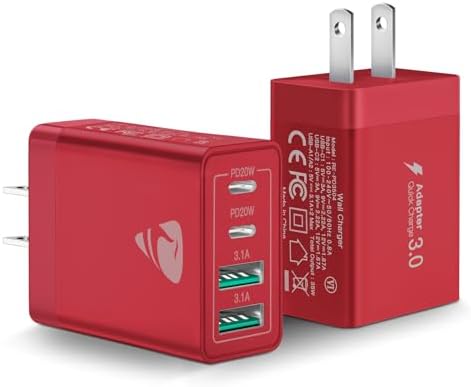 40 W 4-Port USB-C Wall Charger – Dual QC+PD 3.0 Fast Charging Adapter with Lightning Cable for i Phone Series – Versatile Multi-Device Power Solution for Home, Office, and Travel – Compact, Durable Design for Enhanced Performance and Compatibility