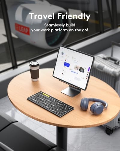 Samsers Foldable Bluetooth Keyboard KF08 – Ultimate Portable Wireless Keyboard with PU Leather Cover for i OS, Android, Windows, and Mac – Ideal Travel Companion for Laptops, Tablets, and Smartphones – Enhanced Comfort and Durability for On-the-Go Professionals