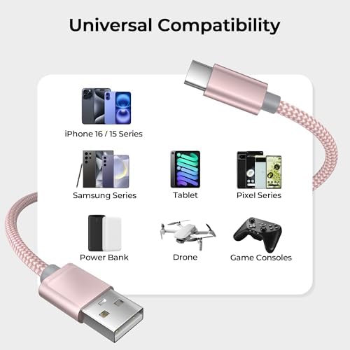 Premium Car Play Charging Cable Set for i Phone 16/15 Pro Max – 3-Pack (3.3 FT, 6.6 FT, 10 FT) USB A to USB C – Fast Data Transfer & Durable Design for i Pad Pro, Air Pods, Galaxy S24/S23/S22 & More – Enhanced Compatibility for Effortless Connectivity and Navigation