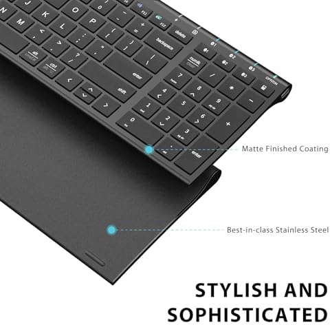 Experience Unmatched Versatility with the i Clever BK10 Bluetooth 5.1 Wireless Keyboard – Ergonomic Comfort Meets Multi-Device Connectivity for Mac, i Pad, i Phone, Android, and Windows – Full-Size Layout with Number Pad for Enhanced Productivity and Seamless Workflow – Rechargeable, Lightweight, and Stylish Design for Effortless Typing Anywhere