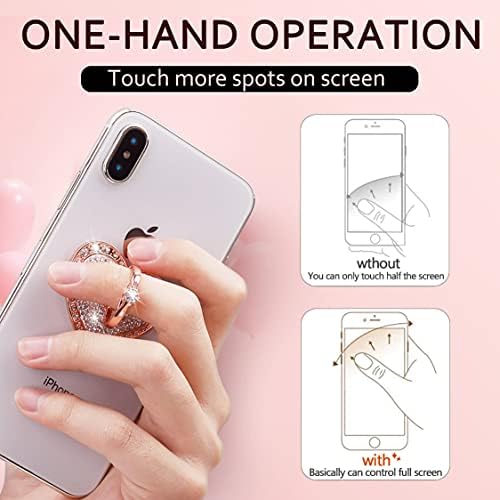 Blingy Heart-Shaped Phone Finger Ring Holder – 360° Rotatable Zinc Alloy Kickstand with Crystals for Secure Grip and Enhanced Style – Washable & Removable Smartphone Accessory for All Devices in Rose Gold