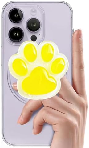 Cute Luminous Pink Cat Paw Magnetic Phone Grip Compatible with MagSafe,Kawaii 3D Shinny Phone Holder Stand for Kindle & iPhone – Adatper Iron Piece Included – Enhanced Compatibility and Speed