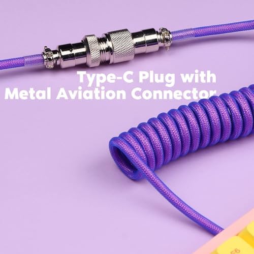 Transform Your Gaming Experience with the EPOMAKER Mix 1.8 m Coiled USB C to USB A TPU Keyboard Cable – Detachable Metal Aviator for Ultimate Customization, Sleek White Design for Enhanced Aesthetics, and Superior Performance for Mechanical Gaming Keyboards