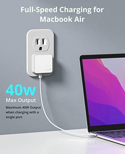 Nekmit 40 W Dual Port USB C Wall Charger – Fast Charging Adapter for i Phone 14/14 Pro/Pro Max, Galaxy, Mac Book Air & More – Slim, Portable Design with Enhanced Compatibility and Safety Features for Home, Office, and Travel