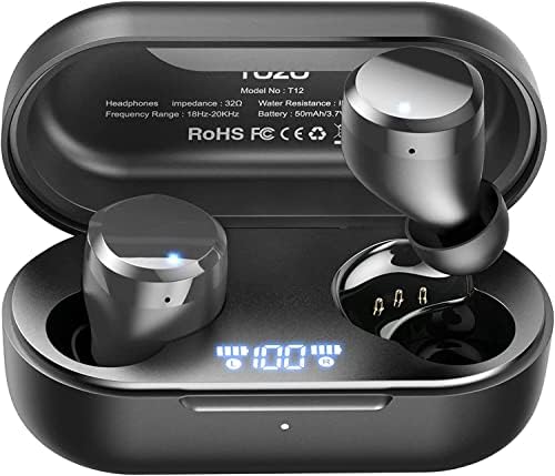 TOZO T12 Advanced Wireless Earbuds – Bluetooth 5.3 Noise Cancelling Headphones with ENC Mic, Unmatched 55-Hour Playtime, App-Customizable EQ, IPX8 Waterproof Protection, LED Display for Optimal Sound Experience – Perfect for Music Lovers and Active Lifestyles
