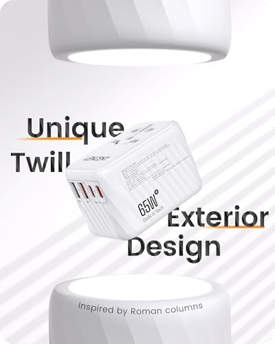 LENCENT 85 W Universal Travel Adapter with Retractable USB-C Cable – High-Speed International Plug Converter Featuring 3 Type-C & 1 USB-A Ports for Effortless Worldwide Charging – Your Ultimate Travel Essential for Maximum Compatibility, Fast Charging, and Ga N Technology Efficiency