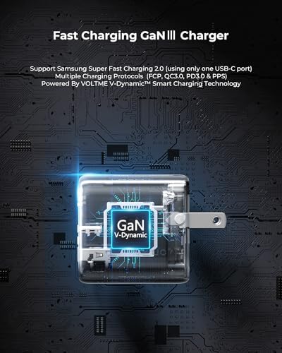 VOLTME 45 W Ga N PPS Fast Charger – Dual Port USB-C & USB-A, Ultra Compact & Foldable Design for i Phone 14/15/16 & Galaxy S22/S23/S24 – High-Speed Charging with Advanced Safety Features for Laptops, Tablets, and More – Ultimate Travel Companion for Modern Devices