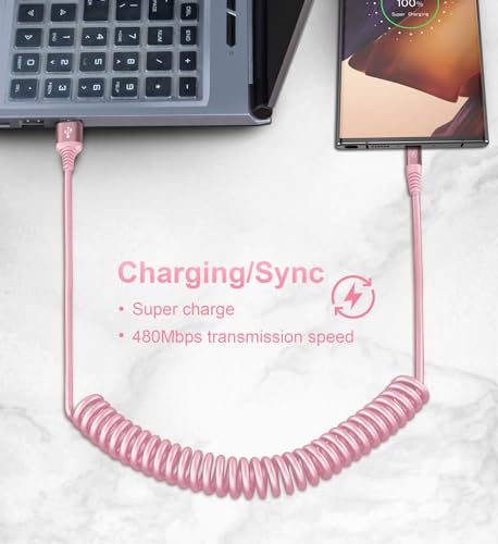 KIYODA 3 FT USB A to C Fast Charging Cables – Versatile 2-Pack for i Phone 15/16 and Samsung Galaxy A10/A20 – Stylish Pink Design for On-the-Go Charging – Durable, High-Speed Performance for All Your Devices – Ideal for Car and Home Use