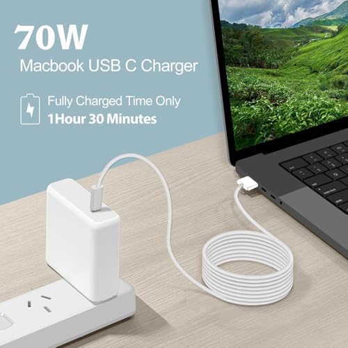 Ultimate 96 W USB-C Power Adapter for Mac Book Pro & Air – Fast Charging with 6.6 ft Cable, Compatible with M1, M2, M3, M4 Models from 2021-2025 – Enhanced Safety & Universal Compatibility for All USB-C Devices – Experience Lightning-Fast Charging & Superior Durability