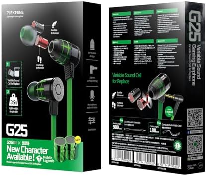 G25 High-Fidelity Gaming Earphones with Adjustable Microphone – In-Ear Noise Isolation Headset for Unmatched Audio Clarity – Ideal for PC, Console & Mobile Gaming – Ergonomically Designed for Comfort During Extended Play Sessions and Enhanced Team Communication