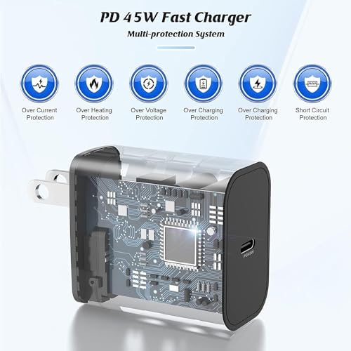 45 W Dual Pack Super Fast Type-C Wall Charger & 6 ft USB-C Cable for Samsung Galaxy S25/S24/S23 Series – Ultimate Charging Efficiency with Enhanced Safety Features and Compatibility for On-the-Go Power Solutions