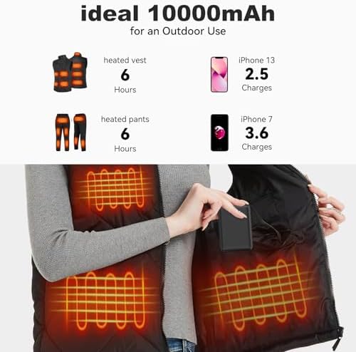 Maximize Your Power with FERNIDA 10000 m Ah Portable Charger – High-Speed USB 5 V 3 A Battery Pack for Heated Vests, Pants, Smartphones, and Heating Pads – Ultimate Compatibility for Adventurers and Daily Users