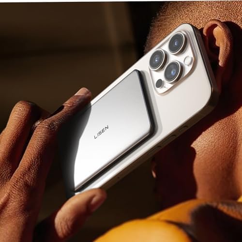LISEN Ultra Slim 5,000 m Ah Mag Safe Portable Charger for i Phone – Lightweight Wireless Power Bank with Secure Magnetic Connection – Sleek Obsidian Design for Fast Charging on the Go – Ideal for i Phone 16 Pro Max/15/14/13/12