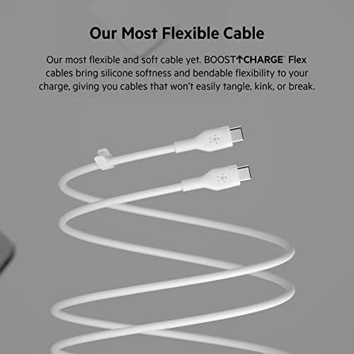 Upgrade Your Charging Game with the Belkin Boost Charge Flex USB-C to USB-C Cable – 2 m Fast Charging Solution for i Phone 16, Galaxy S25, Pixel 9 & More, Durable Silicone Design with Cable Clip for Effortless Organization in Sleek Black & White