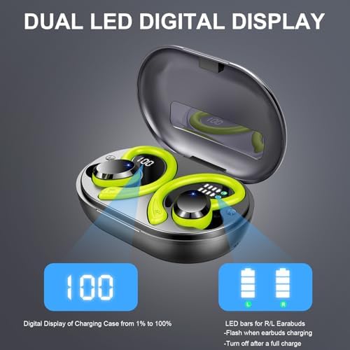 Ultimate Wireless Sport Earbuds with 75-Hour Playtime, Bluetooth 5.4 Connectivity, and IP7 Waterproof Rating – Noise-Canceling Earphones with Deep Bass for Gym, Running, and Outdoor Activities – Enhanced Comfort and Stability for Active Lifestyles