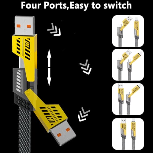Ultimate 4-in-1 Fast Charging Cable Set – 6.65 Ft Braided Multi-Device Charger for USB C, USB A & Lightning – 65 W High-Speed Data Transfer with Enhanced Durability for i Phone, i Pad & More