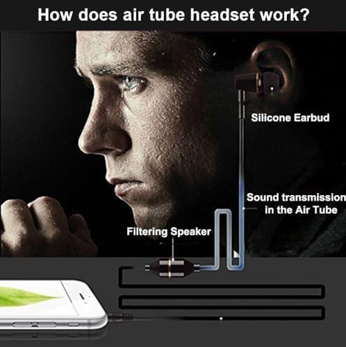 KINDEN Anti-Radiation Air Tube Headphones – Radiation-Free Wired Earbuds with Binaural Acoustic Stereo Sound & Integrated Microphone for Enhanced Safety and Comfort – Durable Aluminum Housing in Sleek Black Finish
