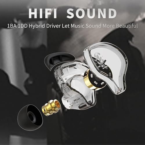 CCZ Melody Wired In-Ear Monitors with Detachable Cable – Superior Hi-Fi Bass Earbuds for Musicians and Singers, Featuring Dual-Driver Technology and Built-in Microphone, Stylish Green Finish for Stage and Studio Excellence
