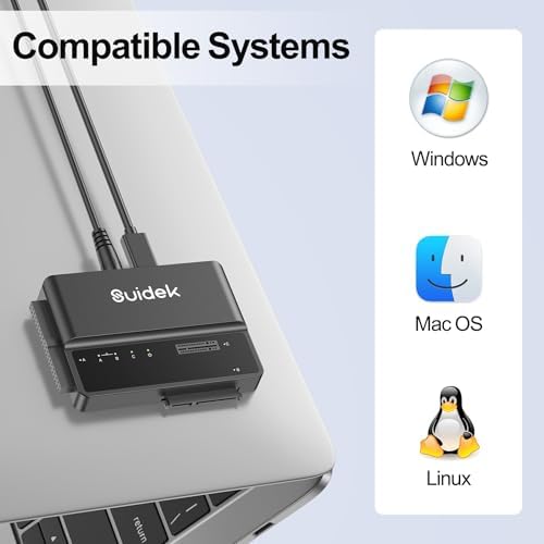 Universal NVMe M.2 to SATA Adapter – Tool-Free PCIe SSD Enclosure with USB 10 Gbps, Supports M Key & M+B Key Drives, Compatible with 2.5″/3.5″ SATA HDDs and IDE Drives for Effortless Data Transfers and Backups