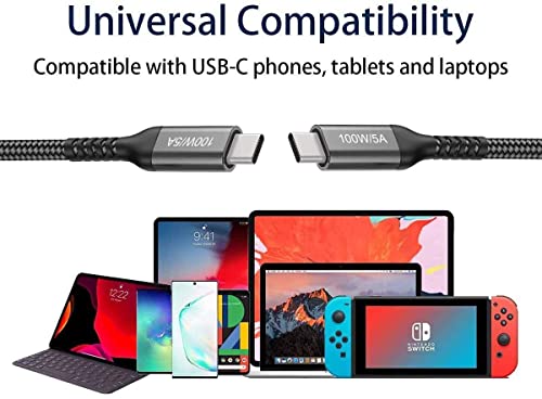 15 FT USB C to USB C Charging Cable – 100 W Fast Power Delivery for i Phone 15 Pro Max, Mac Book Air, i Pad Pro, Samsung Galaxy, One Plus, Google Pixel, PS5 & Xbox – Ultimate Durability and Enhanced Compatibility for Rapid Charging and Data Transfer