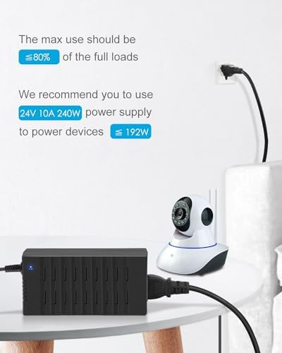 ALITOVE 24 V 10 A High-Efficiency AC Adapter – Universal Power Supply for LED Strips, 3 D Printers, and CCTV Systems – 240 W Output with Versatile 5.5 x2.1 mm Barrel Plug – Enhanced Safety Features for Maximum Device Compatibility and Optimal Performance