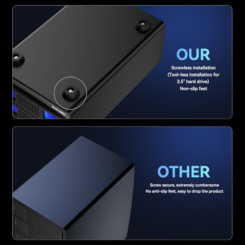 High-Performance Aluminum Dual Bay Hard Drive Enclosure – 10 Gbps USB 3.2 Gen 2 with Cooling Fan for 2.5”/3.5” SATA HDD/SSD, Hot Swappable & Daisy Chain Expansion, Tool-Free Setup for Seamless Data Management