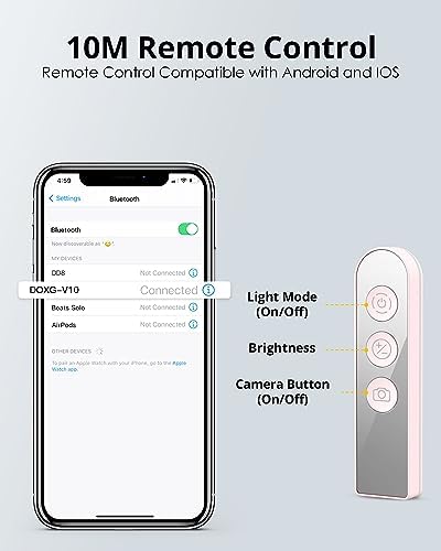 Phone Stand for Recording, Overhead Phone Mount with Light, Selfie Stand,Portable,Extendable,360° Rotate,Adjustable,Wireless Remote,Rechargeable, for 3.5-6.9″ Phones, Live Streaming, White – Enhanced Compatibility and Speed