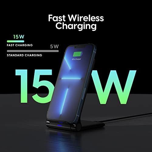 Sleek 15 W Fast Wireless Charging Stand for i Phone 15 Series – Qi-Certified Adjustable Holder Offering Rapid Power Boosts, Non-Slip Grip, and Elegant Black Finish for Effortless Desk or Table Charging – Compatible with i Phone 12 to 15 Pro Max Models – Upgrade Your Charging Setup with Style and Performance