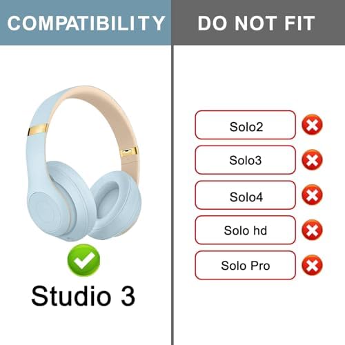 Transform Your Beats Studio 2 & 3 with SOPROM Premium Rubber Headband Cover – Stylish White Replacement Accessory for Enhanced Comfort and Durability in Wired & Wireless Models – Effortless Installation for a Revitalized Audio Experience