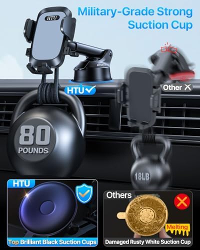 2025 Premium Car Phone Holder with Unmatched 80+ lbs Suction Power & Military-Grade Durability – Versatile Dashboard, Windshield, and Vent Compatibility for i Phone 16 Pro Max & Samsung Devices – Safety Certified for Effortless Hands-Free Navigation